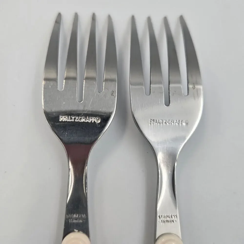 Two Pfaltzgraff Snow Village Stainless Steel Salad Fork Replacements